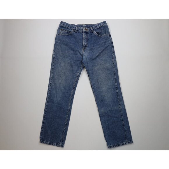 Vintage Y2K Lee Mens Size 33x30 Distressed Straight Leg Denim Jeans Blue Cotton - Picture 1 of 16